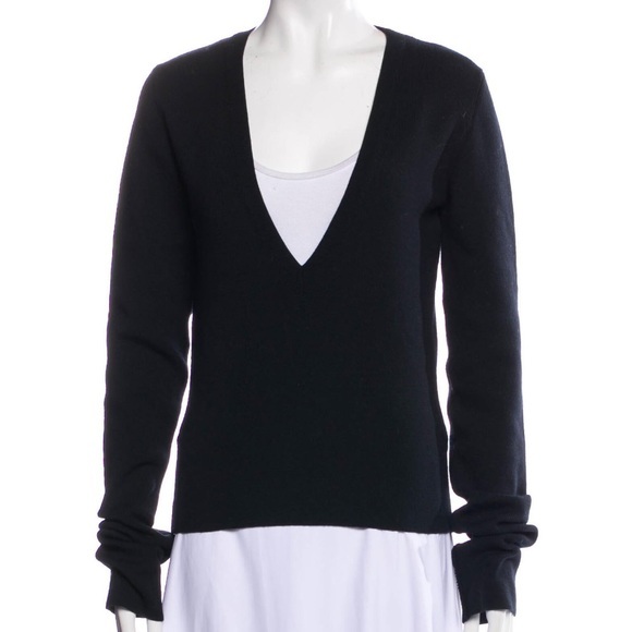 Dsquared² Black V Neck Laina Wool Pullover Sweater, L - Picture 1 of 3